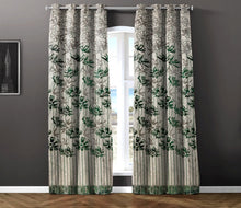 Load image into Gallery viewer, Rayna Decor Set of 1 Floral Damask Jute Jacquard Eyelet Window Curtain with Rust Free Eyelet Rings, Green
