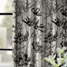 Load image into Gallery viewer, Rayna Decor Set of 1 Floral Damask Jute Jacquard Eyelet Window Curtain with Rust Free Eyelet Rings, Coffee
