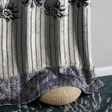 Load image into Gallery viewer, Rayna Decor Set of 1 Floral Damask Jute Jacquard Eyelet Window Curtain with Rust Free Eyelet Rings, Royal Blue
