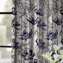 Load image into Gallery viewer, Rayna Decor Set of 1 Floral Damask Jute Jacquard Eyelet Window Curtain with Rust Free Eyelet Rings, Royal Blue

