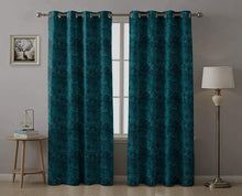 Load image into Gallery viewer, Rayna Decor Suede Velvet Texture Eyelet Door Curtain, Turkish Blue
