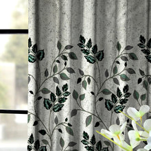 Load image into Gallery viewer, Rayna Decor Set of 2 Floral Damask Jute Jacquard Eyelet Long Door Curtain with Rust Free Eyelet Ringss. - 4x9 feet, Green-2
