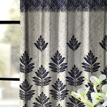 Load image into Gallery viewer, Rayna Decor Set of 2 Floral Damask Jute Jacquard Eyelet Long Door Curtain with Rust Free Eyelet Ringss. - 4x9 feet, Royal Blue-3
