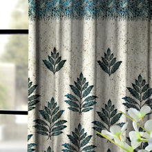 Load image into Gallery viewer, Rayna Decor Set of 2 Floral Damask Jute Jacquard Eyelet Long Door Curtain with Rust Free Eyelet Ringss. - 4x9 feet, Aqua-3
