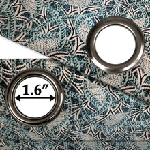 Load image into Gallery viewer, Rayna Decor Set of 2 Floral Damask Jute Jacquard Eyelet Long Door Curtain with Rust Free Eyelet Ringss. - 4x9 feet, Aqua-3
