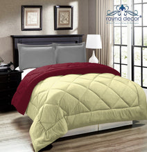 Load image into Gallery viewer, Rayna Decor Soft/Lightweight All Weather Reversible Microfiber Double Comforter/Quilt,90x100 Inches,Plum and Vanilla
