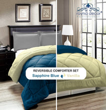 Load image into Gallery viewer, Rayna Decor Soft/Lightweight All Weather Reversible Microfiber Single Bed Comforter/Quilt,90x60 Inches,Sapphire Blue and Vanilla
