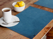 Load image into Gallery viewer, Rayna Decor Leather Dining Placemats for Dining Table Waterproof Wipeable Washable Placemats Heat-Resistant Non-Slip Kitchen Place Mats,Blue
