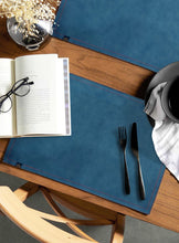 Load image into Gallery viewer, Rayna Decor Leather Dining Placemats for Dining Table Waterproof Wipeable Washable Placemats Heat-Resistant Non-Slip Kitchen Place Mats,Blue
