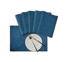 Load image into Gallery viewer, Rayna Decor Leather Dining Placemats for Dining Table Waterproof Wipeable Washable Placemats Heat-Resistant Non-Slip Kitchen Place Mats,Blue
