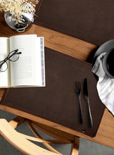 Load image into Gallery viewer, Rayna Decor Leather Dining Placemats for Dining Table Waterproof Wipeable Washable Placemats Heat-Resistant Non-Slip Kitchen Place Mats,Chocolate
