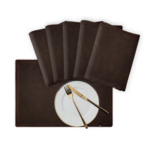 Load image into Gallery viewer, Rayna Decor Leather Dining Placemats for Dining Table Waterproof Wipeable Washable Placemats Heat-Resistant Non-Slip Kitchen Place Mats,Chocolate
