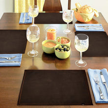 Load image into Gallery viewer, Rayna Decor Leather Dining Placemats for Dining Table Waterproof Wipeable Washable Placemats Heat-Resistant Non-Slip Kitchen Place Mats,Chocolate

