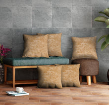 Load image into Gallery viewer, Rayna Decor Jacquard Velvet Cushion Covers for Living Room,16x16 Inches, Set of 5, Beige
