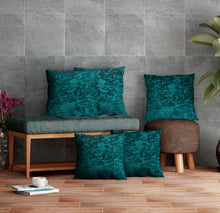 Load image into Gallery viewer, Rayna Decor Jacquard Velvet Cushion Covers for Living Room,16x16 Inches, Set of 5,Teal
