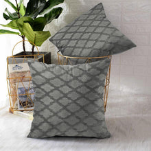 Load image into Gallery viewer, Rayna Decor Jacquard Velvet Cushion Covers for Living Room,16x16 Inches, Set of 5,Silver and Grey-1
