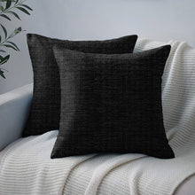 Load image into Gallery viewer, Rayna Decor Jacquard Chenille 100TC Cushion Cover, Pack of 1 &amp; 2, Midnight Black
