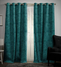 Load image into Gallery viewer, Rayna Decor Soft Luxury Suede Velvet Solid Eyelet Window Curtain (4.5 x 5 Feet), Teal Blue
