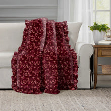 Load image into Gallery viewer, Rayna Decor Super Soft Unique Fringe Design Digital Pattern Suede Velvet Decorative Throw/Sofa Cover for Sofa,Couch, Bed and Living Room,140x125 cms,Pack of 2, Maroon
