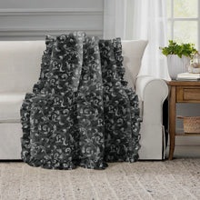Load image into Gallery viewer, Rayna Decor Super Soft Unique Fringe Design Digital Pattern Suede Velvet Decorative Throw/Sofa Cover for Sofa,Couch, Bed and Living Room,140x125 cms,Pack of 2, Black&amp;Grey
