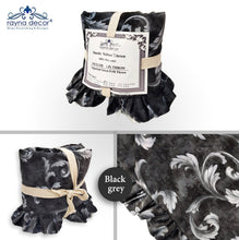 Load image into Gallery viewer, Rayna Decor Super Soft Unique Fringe Design Digital Pattern Suede Velvet Decorative Throw/Sofa Cover for Sofa,Couch, Bed and Living Room,140x125 cms,Pack of 2, Black&amp;Grey
