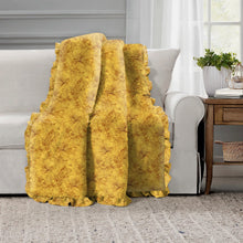 Load image into Gallery viewer, Rayna Decor Super Soft Unique Fringe Design Digital Pattern Suede Velvet Decorative Throw/Sofa Cover for Sofa,Couch, Bed and Living Room,140x125 cms,Pack of 2, Yellow
